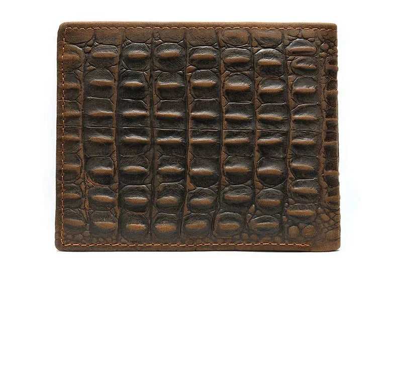 Men's Genuine Leather Alligator Pattern Card Holder Vintage Wallet