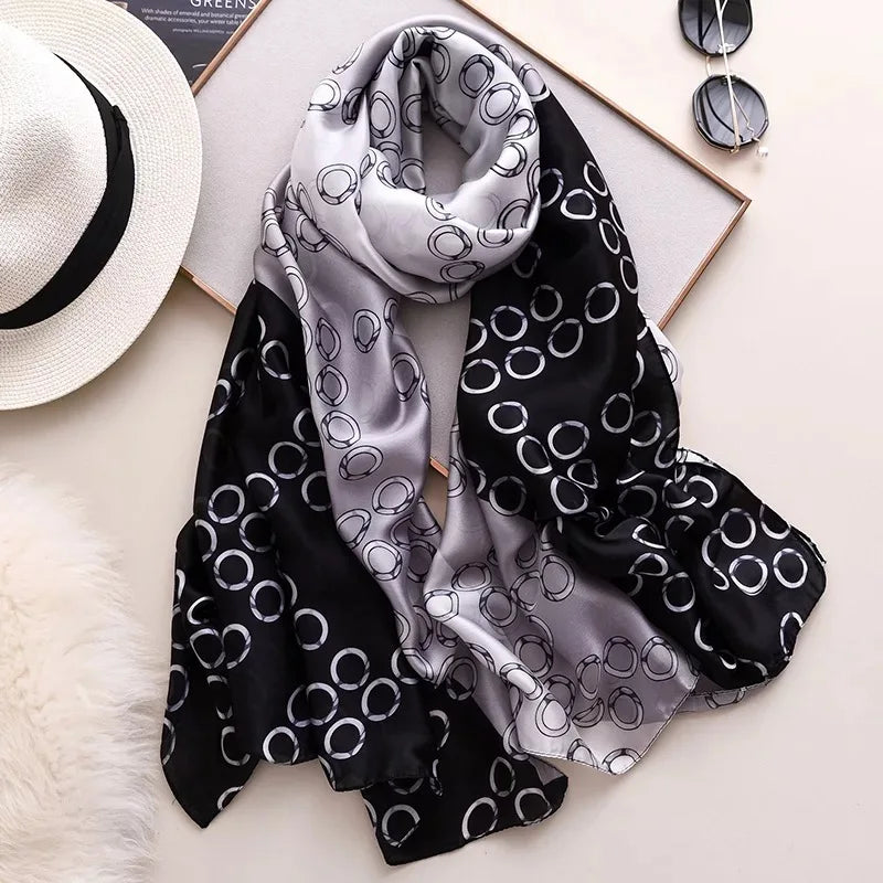 Women's Silk Neck Wrap Printed Pattern Trendy Beach Scarves