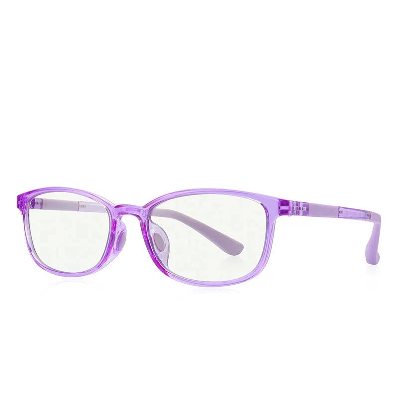 Kid's Plastic Titanium Frame Square Shaped Light Blocking Glasses