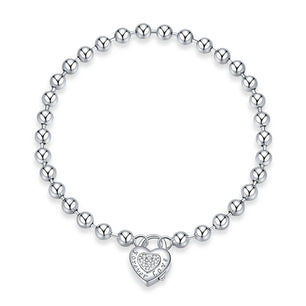 Women's 100% 925 Sterling Silver Zircon Heart Shaped Bracelet