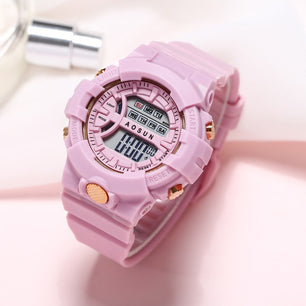 Kid's Alloy Case Buckle Clasp Round Shape Digital Sport Watches