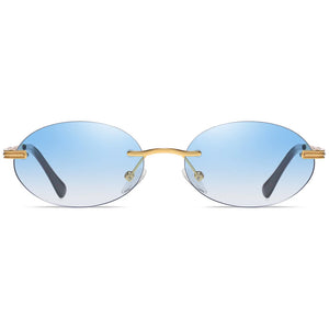 Men's Alloy Frame Acrylic Lens Oval Shaped UV400 Sunglasses