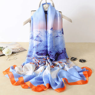 Women's Silk Neck Wrap Printed Pattern Trendy Beach Scarves