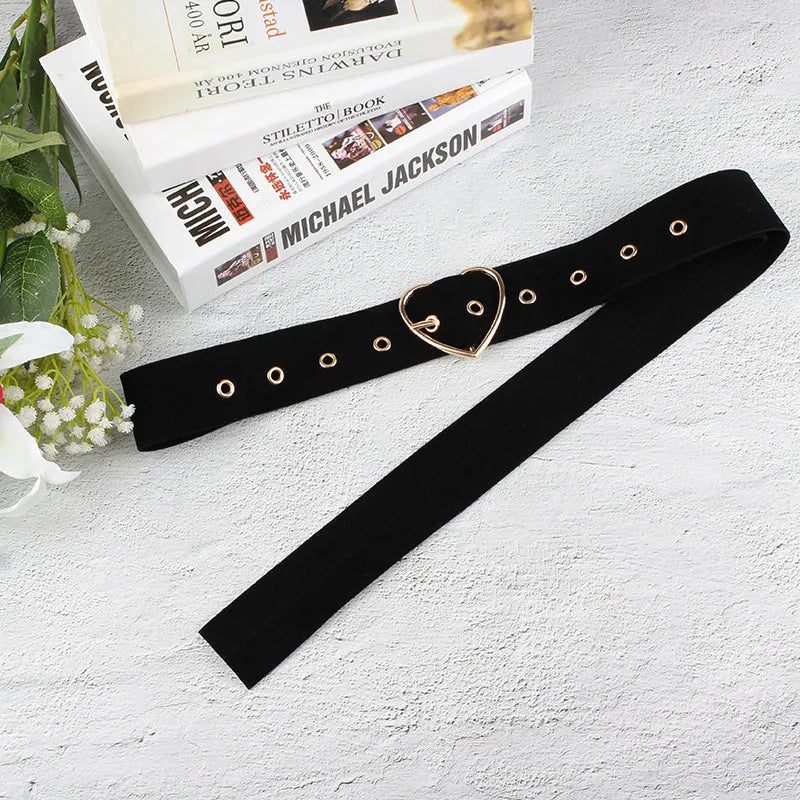 Women's Canvas Adjustable Strap Pin Buckle Closure Solid Belts