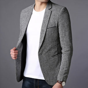 Men's Cotton Full Sleeves Single Breast Patchwork Pattern Blazers