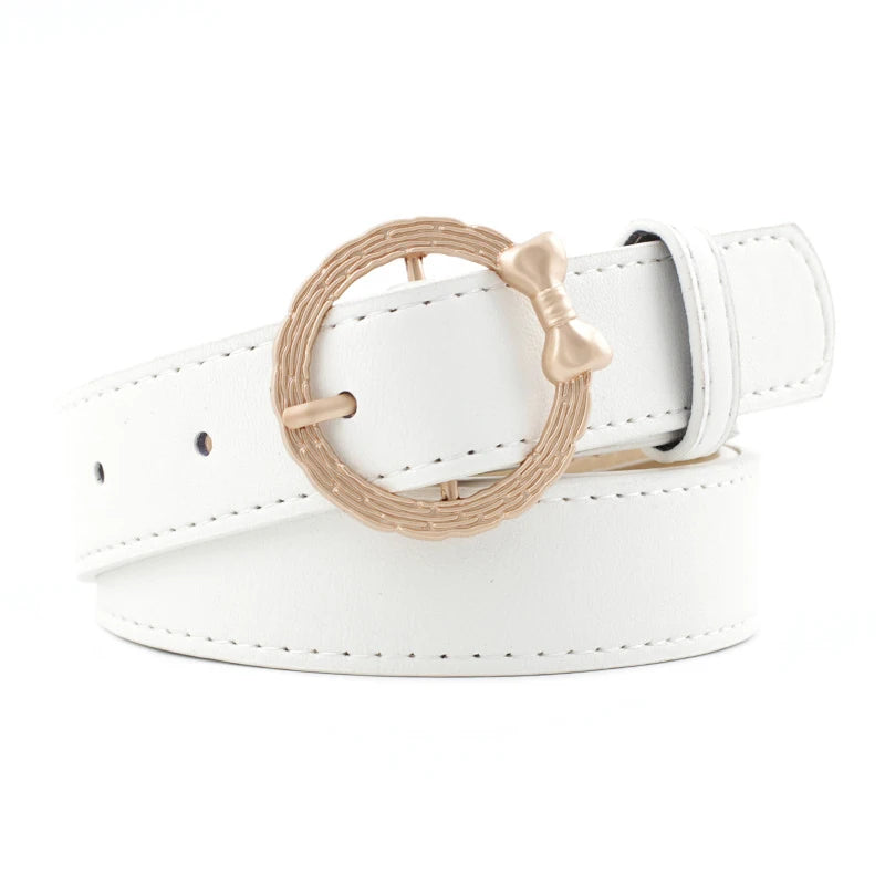 Women's PU Leather Adjustable Strap Pin Buckle Closure Belts