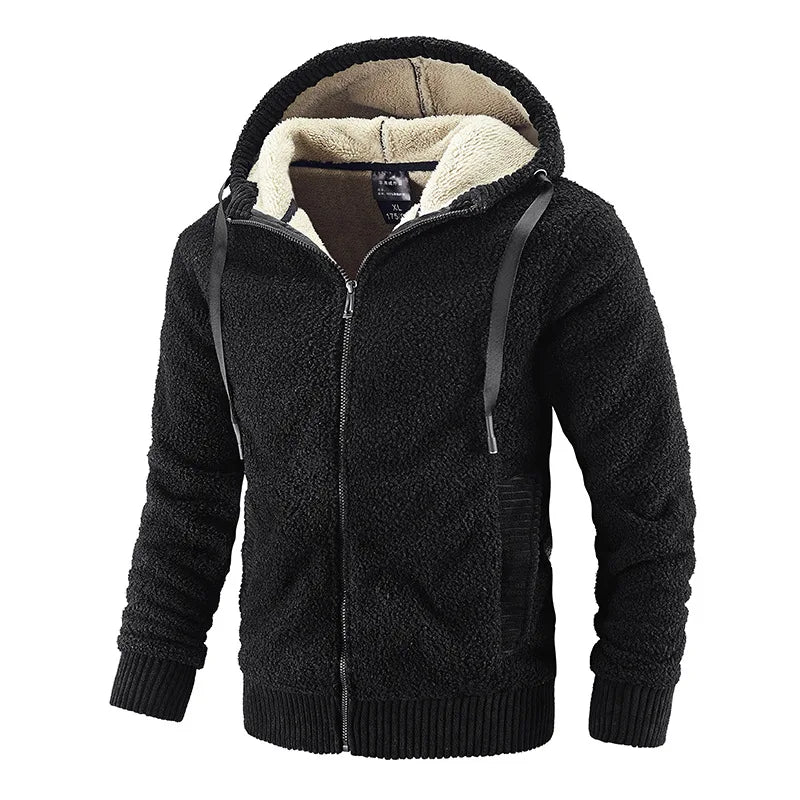 Men's Polyester Long Sleeves Zipper Closure Solid Pattern Jacket