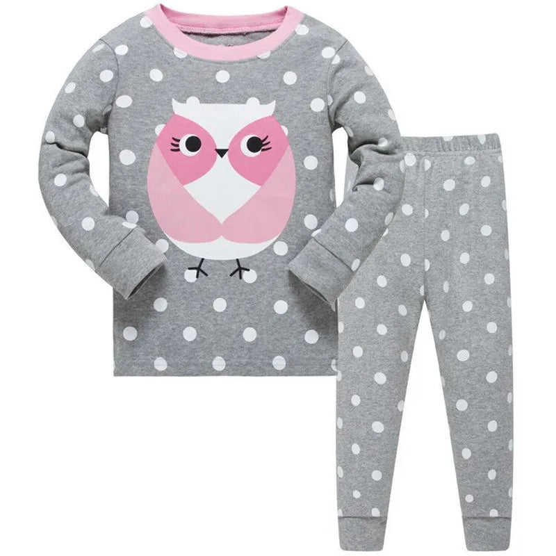 Kid's Girl Spandex O-Neck Long Sleeve Trendy Sleepwear Pajama Set