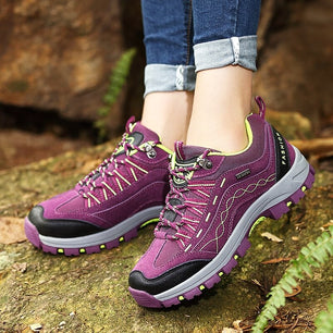 Women's Leather Round Toe Lace Up Closure Breathable Sport Shoes