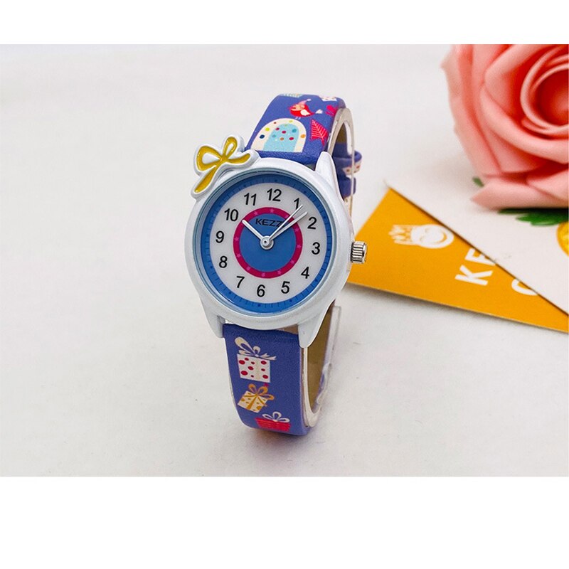 Kid's Alloy Case Buckle Clasp Round Shape Quartz Electronic Watch