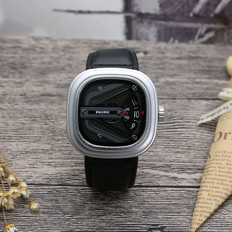 Men's Alloy Buckle Clasp Waterproof Quartz Trendy Square Watches