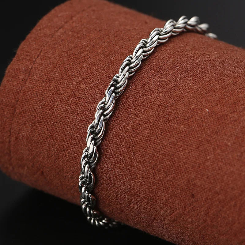 Men's 100% 925 Sterling Silver Geometric Shaped Ethnic Bracelet