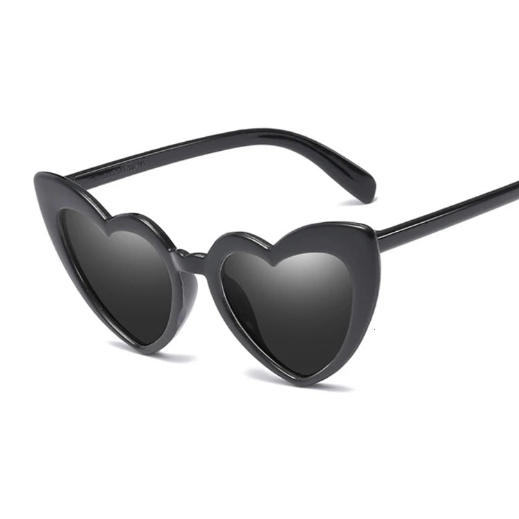 Women's Plastic Frame Acrylic Lens Heart Shape Vintage Sunglasses