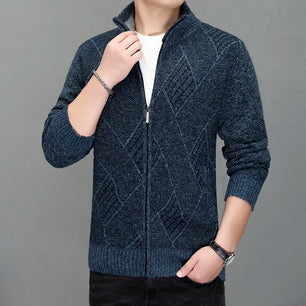 Men's Cotton Stand Collar Long Sleeves Patchwork Pattern Jacket