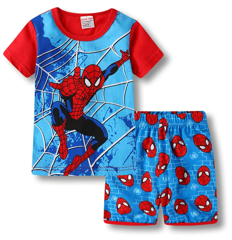 Kid's Boy Cotton O-Neck Short Sleeves Breathable Sleepwear Set