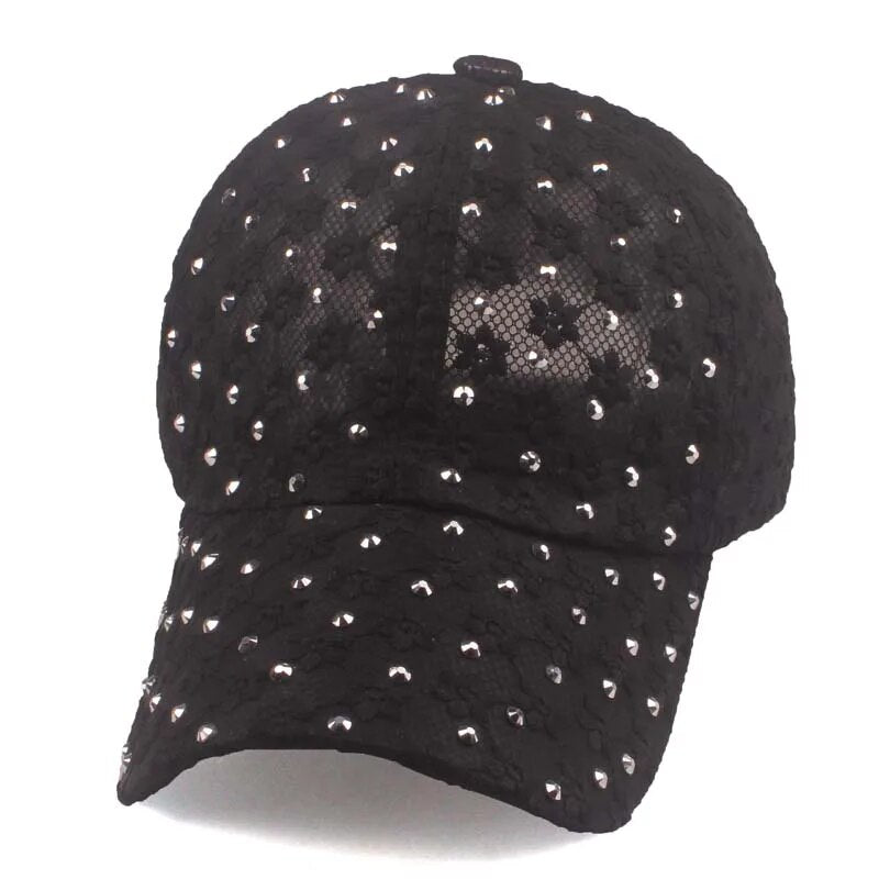 Women's Cotton Sun Protection Sequined Casual Baseball Caps