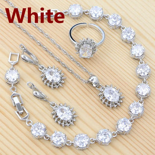 Women's 100% 925 Sterling Silver Zircon Geometric Jewelry Sets