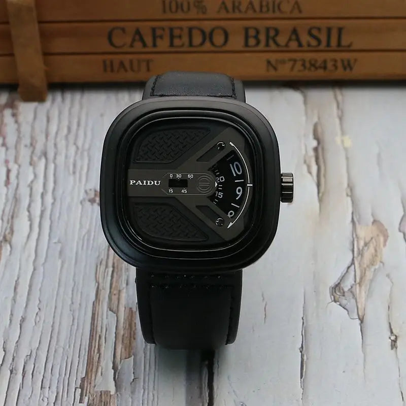 Men's Alloy Buckle Clasp Waterproof Quartz Trendy Square Watches