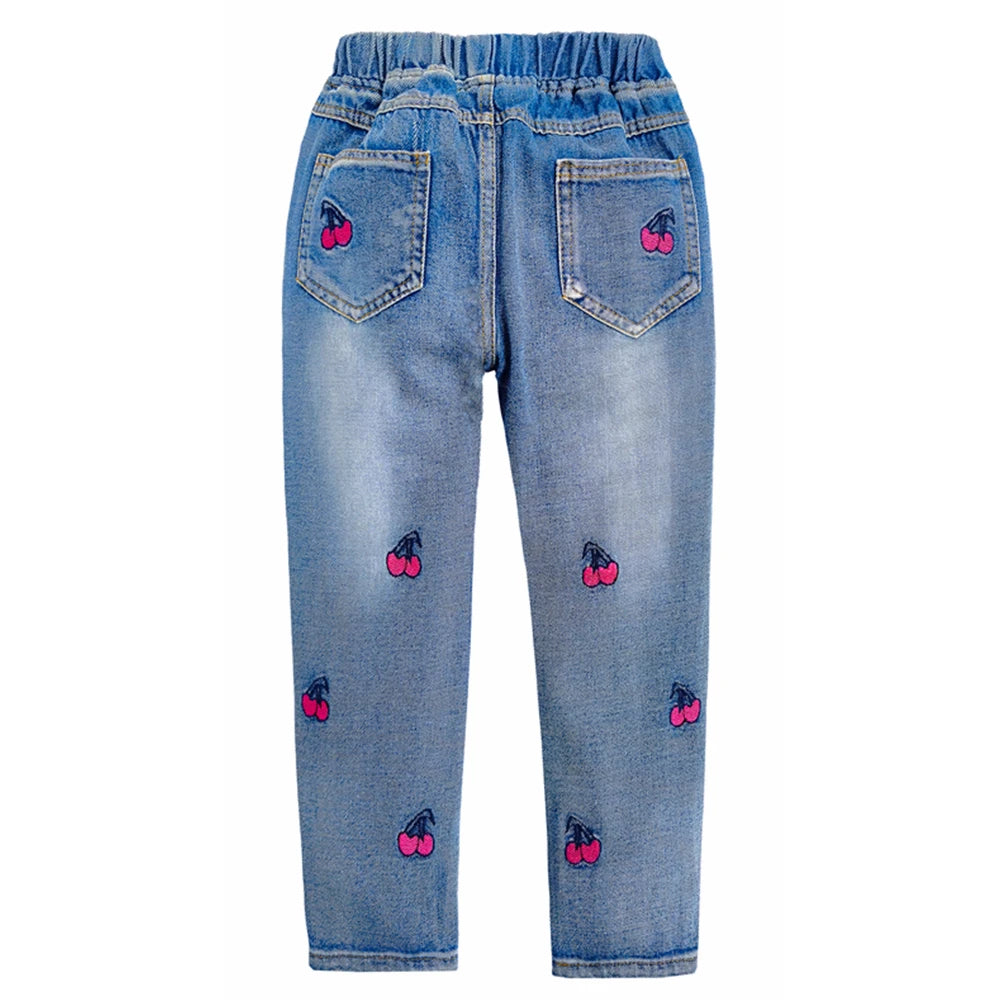 Kid's Cotton Elastic Waist Closure Denim Casual Wear Trouser