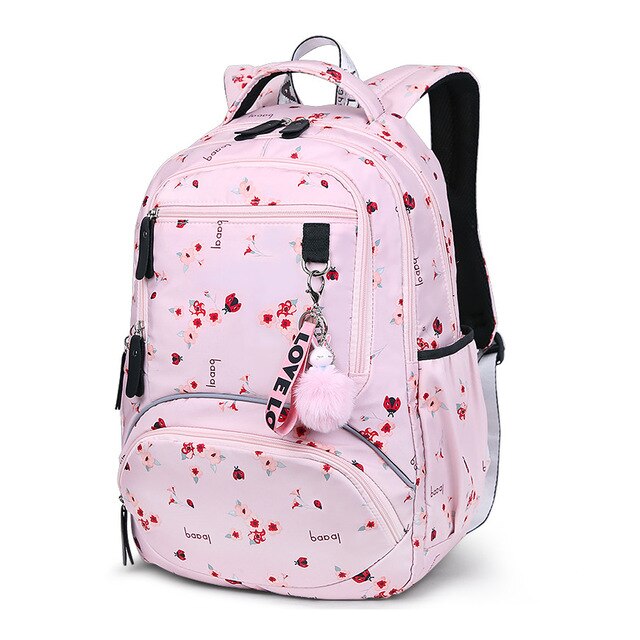 Kid's Polyester Printed Zipper Closure Waterproof School Backpack