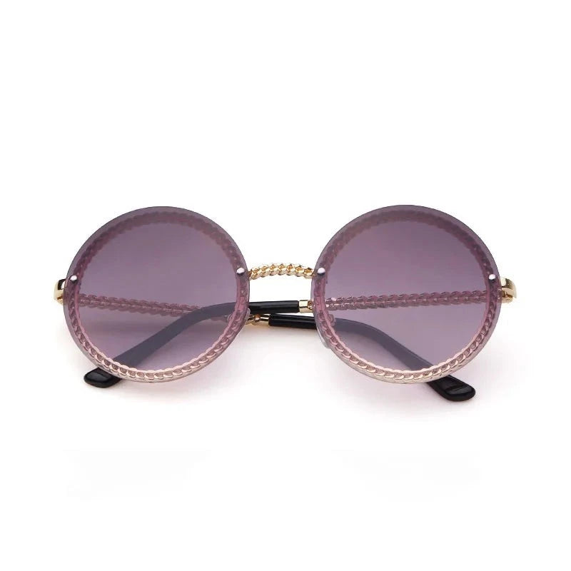 Women's Alloy Frame Resin Lens Round Shaped Trendy Sunglasses