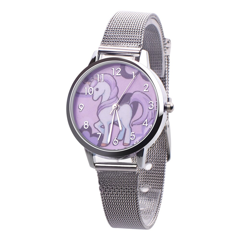 Kid's Alloy Case Buckle Clasp Round Shape Quartz Wristwatch