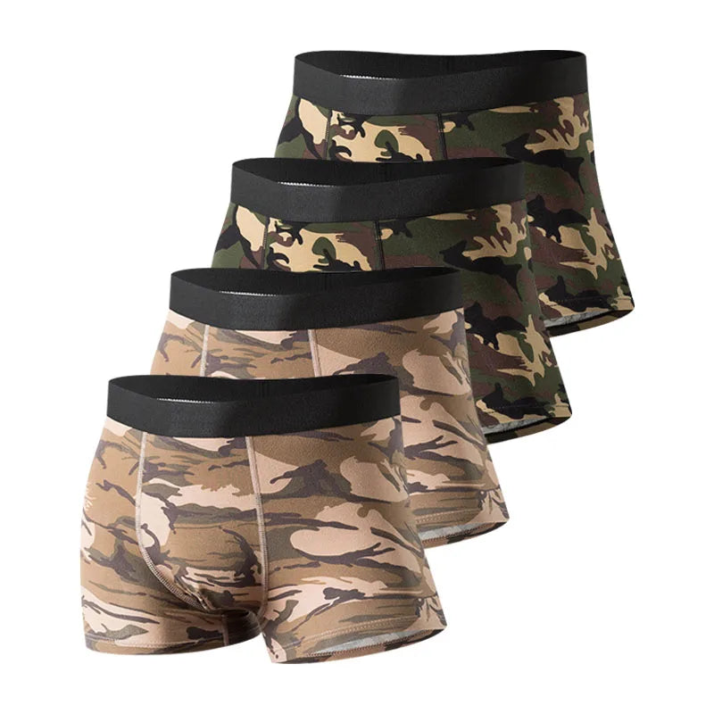 Men's 4 Pcs Cotton Camouflage Pattern Underwear Boxer Shorts