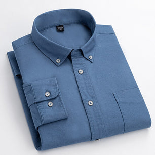 Men's Cotton Turn-Down Collar Single Breasted Formal Wear Shirt