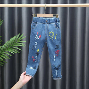 Kid's Girl Cotton Mid Waist Elastic Closure Casual Wear Pants