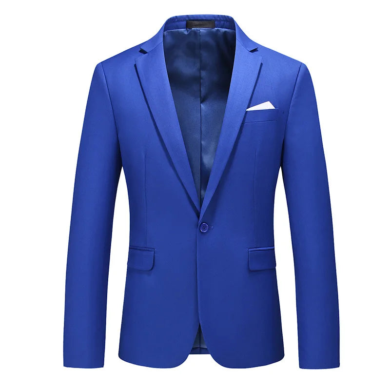 Men's Notched Polyester Long Sleeve Single Breasted Blazers Set