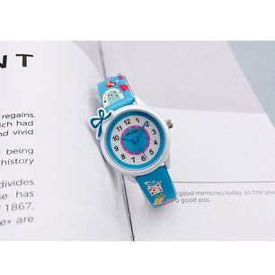 Kid's Alloy Case Buckle Clasp Round Shape Quartz Electronic Watch