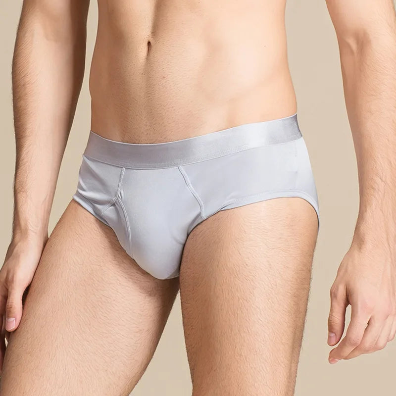 Men's Silk Low Waist Quick-Dry Solid Underwear Boxer Shorts