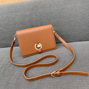 Women's PU Slot Pocket Cover Closure Solid Luxury Shoulder Bag