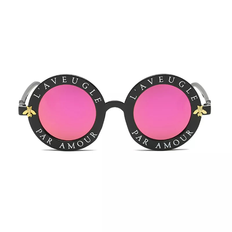 Women's Alloy Frame Acrylic Lens Round Shape UV400 Sunglasses