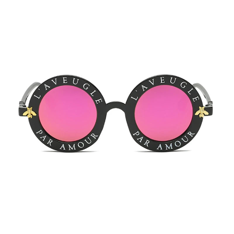 Women's Plastic Frame Acrylic Lens Round Shape Trendy Sunglasses