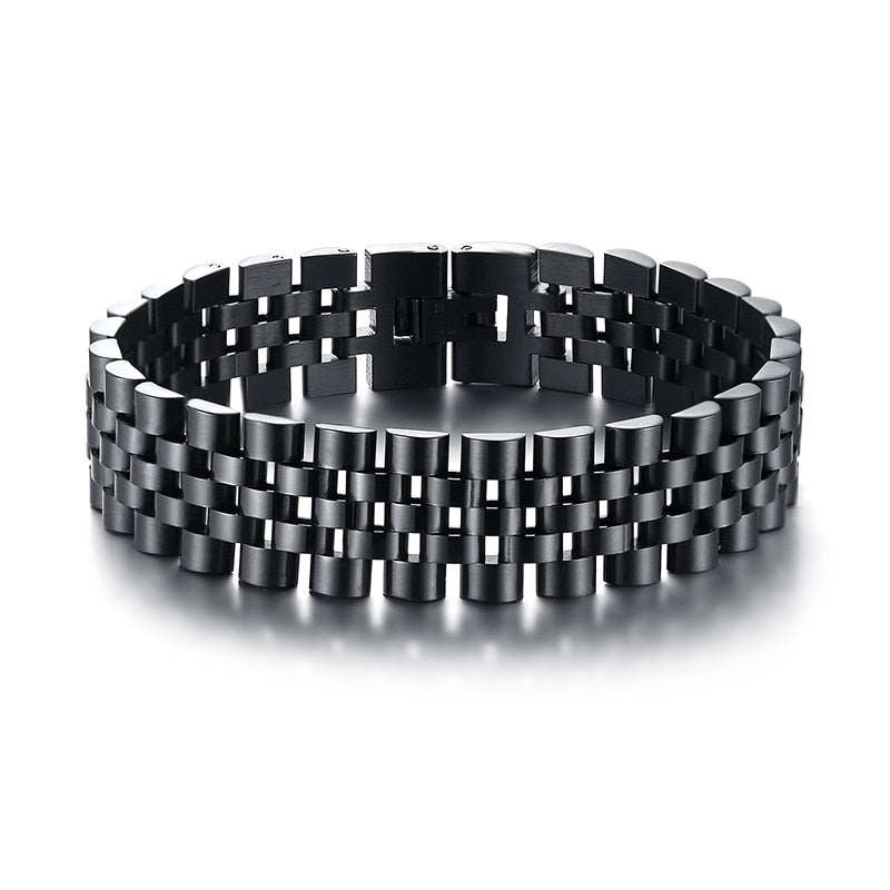 Men's Stainless Steel Round Pattern Trendy Watch Band Bracelet