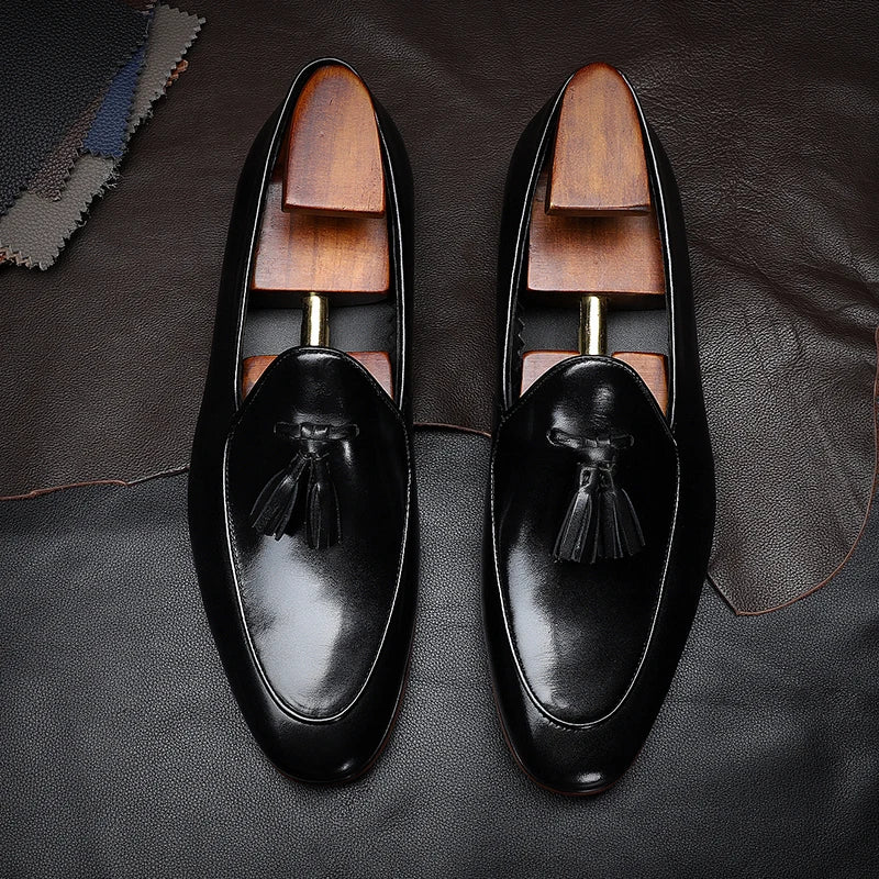 Men's Genuine Leather Round Toe Slip-On Closure Formal Shoes