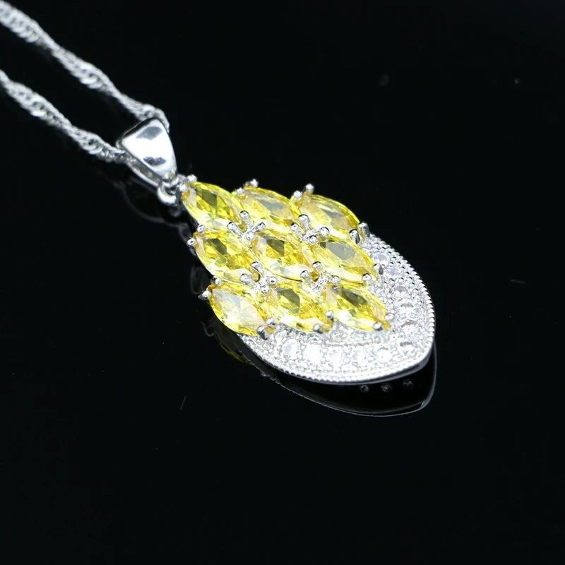 Women's 100% 925 Sterling Silver Zircon Geometric Wedding Necklace