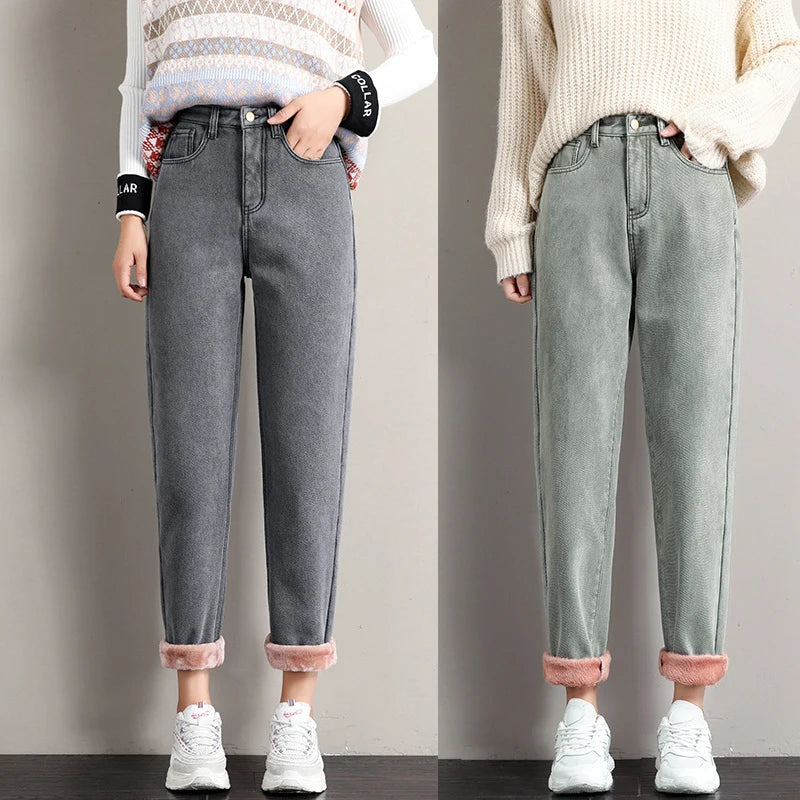 Women's Cotton High Elastic Waist Zipper Fly Closure Casual Pants