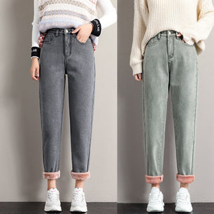 Women's Cotton Zipper Fly Closure High Waist Ankle-Length Pants