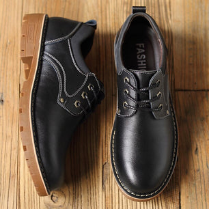 Men's Artificial Leather Round Toe Lace-up Closure Casual Shoes