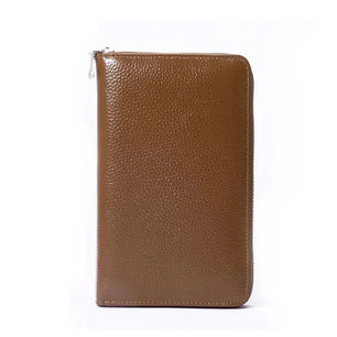 Men's Genuine Leather Zipper Closure Solid Pattern Trendy Wallets