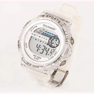 Kid's Alloy Frame Round Shaped Waterproof Trendy Sports Watch