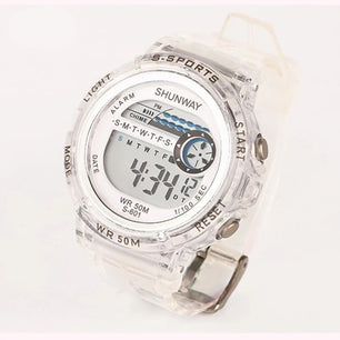 Kid's Alloy Frame Round Shaped Waterproof Trendy Sports Watch