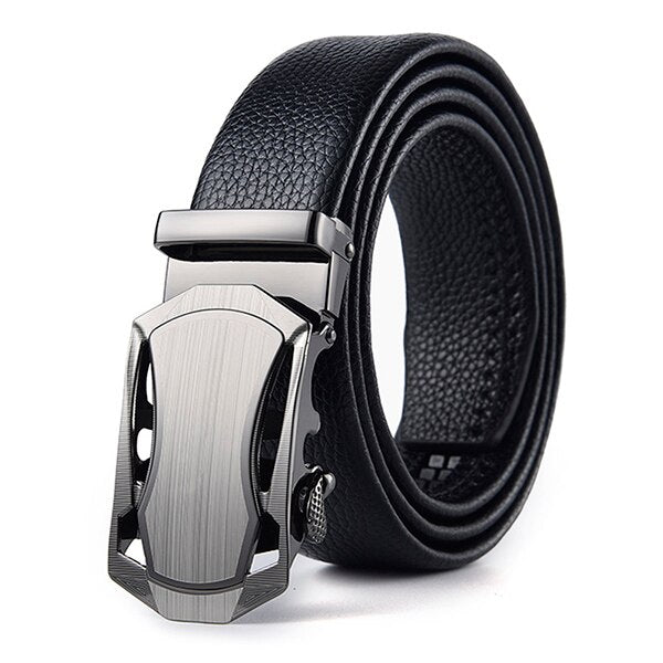 Men's Leather Automatic Buckle Closure Solid Pattern Trendy Belts