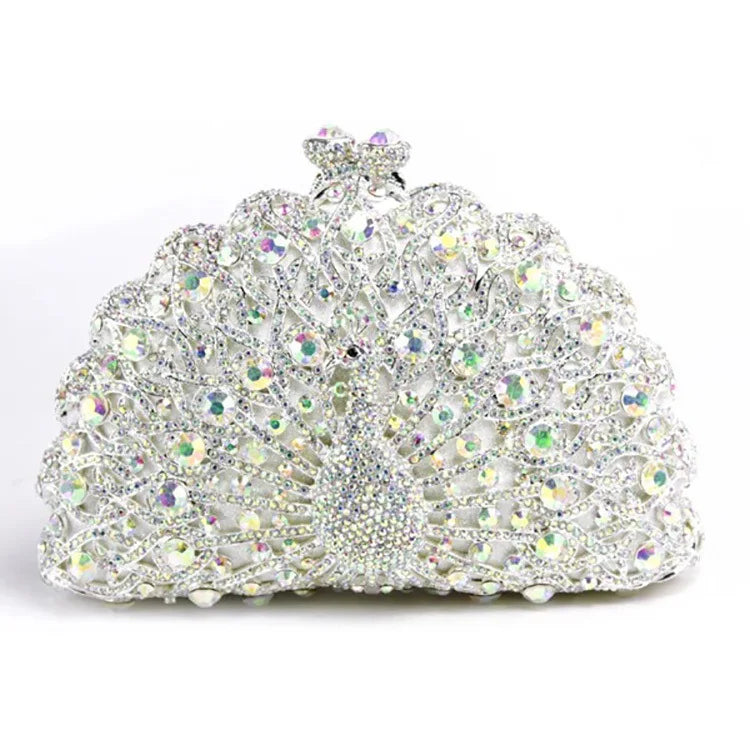 Women's Metallic Hasp Closure Rhinestone Bridal Wedding Clutch