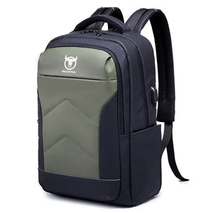 Men's PU Zipper Closure Letter Pattern Waterproof Casual Backpack