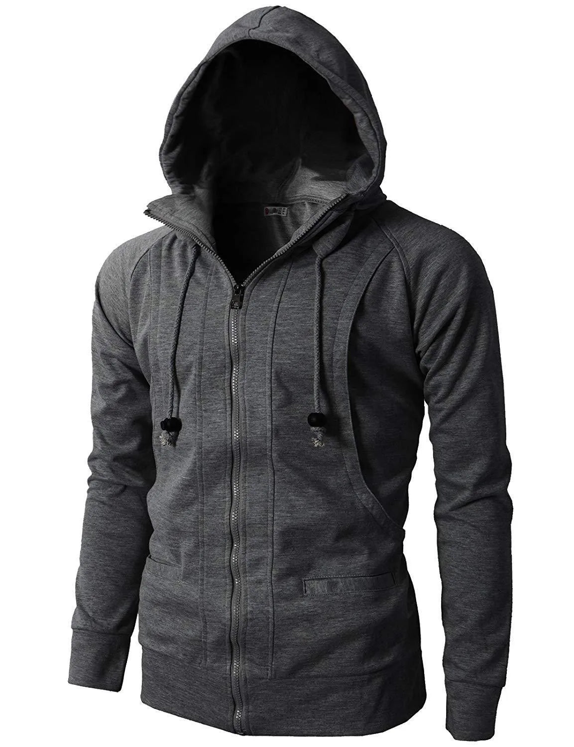 Men's Polyester Long Sleeves Zipper Closure Solid Pattern Jacket