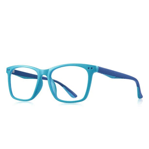 Kid's Acetate Frame Square Shaped Light Blocking Trendy Glasses