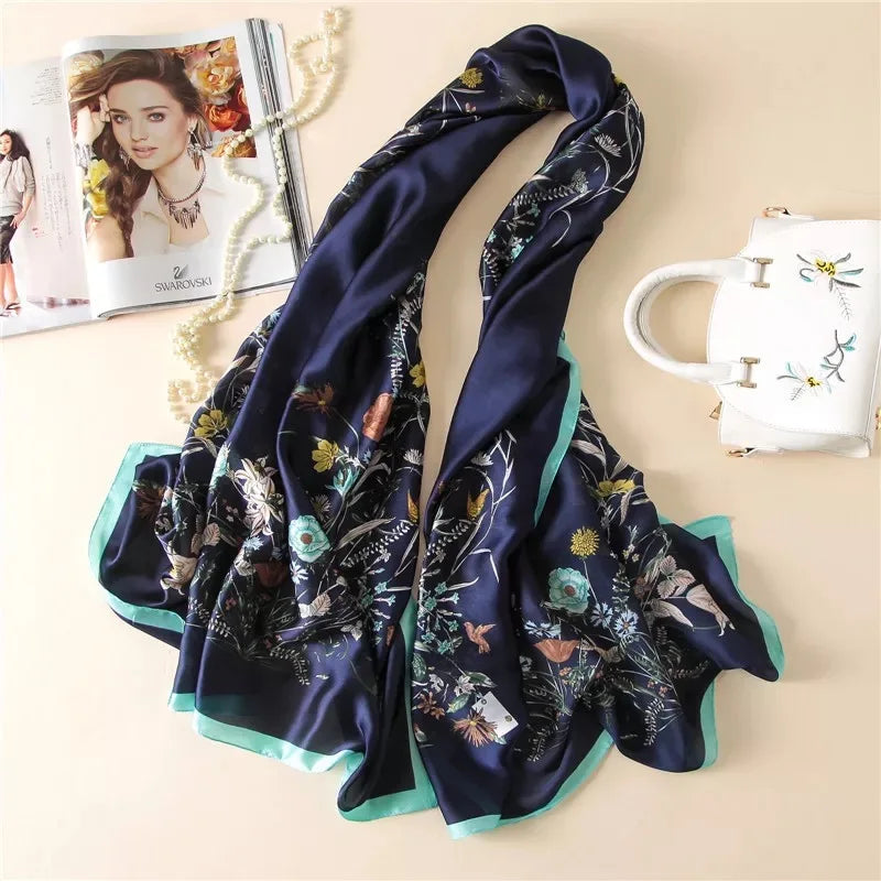 Women's Silk Head Wrap Printed Pattern Trendy Beach Scarves